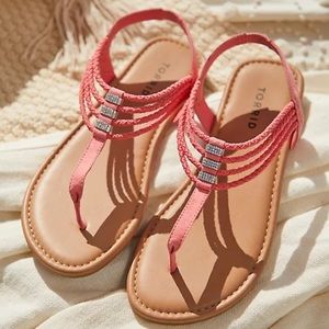 Torrid CORAL FAUX SUEDE BRAIDED RHINESTONE SANDAL
